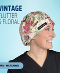 Vintage Flutter & Floral - Scrub Cap - rae & grace - Euro - Matching Top