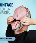 Vintage Flutter & Floral - Scrub Cap - rae & grace - Ponytail - Accent Top
