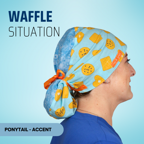 Waffle Situation - Scrub Cap - rae & grace - Ponytail - Accent Top