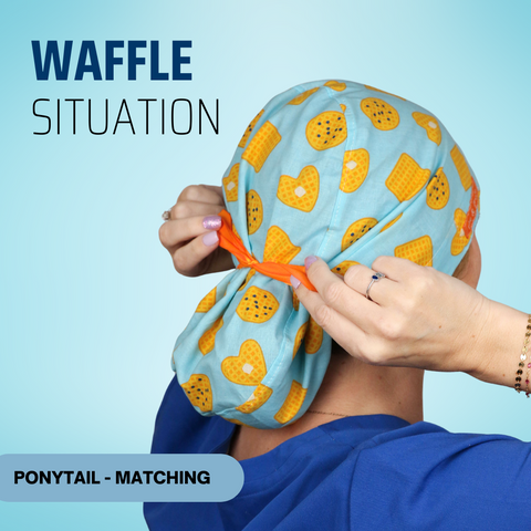 Waffle Situation - Scrub Cap - rae & grace - Ponytail - Matching Top