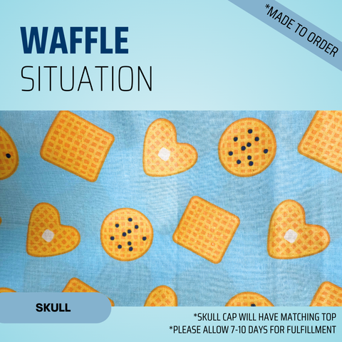 Waffle Situation - Scrub Cap - rae & grace - Skull Cap - Made to order Please allow 7-10 days for fulfillment.