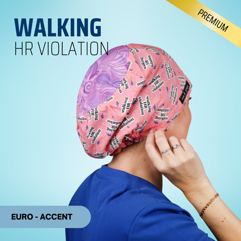 Walking Hr Violation - Scrub Cap - rae & grace - Euro - Accent Top