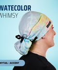 Watercolor Whimsy - Scrub Cap - rae & grace - Ponytail - Accent Top