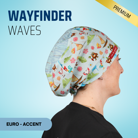 Wayfinder Waves - Scrub Cap - rae & grace - Euro - Accent Top