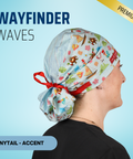 Wayfinder Waves - Scrub Cap - rae & grace - Ponytail - Accent Top