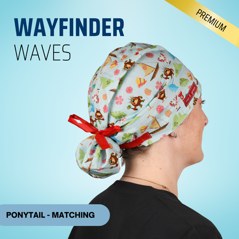 Wayfinder Waves - Scrub Cap - rae & grace - Ponytail - Matching Top
