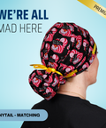 We're All Mad Here - Scrub Cap - rae & grace - Ponytail - Matching Top