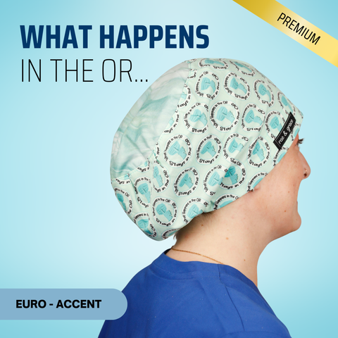 What Happens In The OR - Scrub Cap - rae & grace - Euro - Accent Top