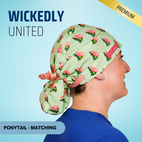 Wickedly United  - Scrub Cap - rae & grace - Ponytail - Matching Top
