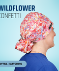 Wildflower Confetti - Scrub Cap - rae & grace - Ponytail - Matching Top