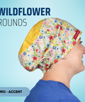 Wild Flower Rounds  - Scrub Cap - rae & grace - Euro - Accent Top