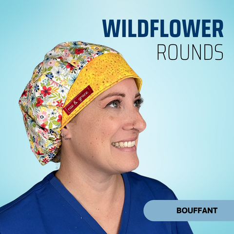 Wild Flower Rounds  - Scrub Cap - rae & grace - Bouffant