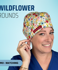Wild Flower Rounds  - Scrub Cap - rae & grace - Euro - Matching Top