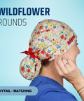 Wild Flower Rounds  - Scrub Cap - rae & grace - Ponytail - Matching Top