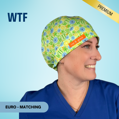 WTF - Scrub Cap - rae & grace - Euro - Matching Top