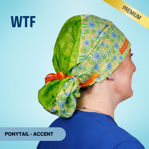 WTF - Scrub Cap - rae & grace - Ponytail - Accent Top
