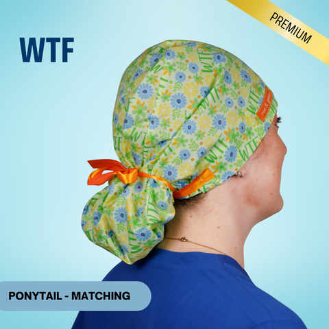 WTF - Scrub Cap - rae & grace - Ponytail - Matching Top