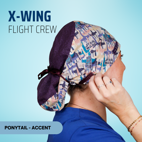 X-Wing Flight Crew - Scrub Cap - rae & grace - Ponytail - Accent Top