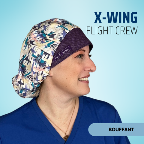 X-Wing Flight Crew - Scrub Cap - rae & grace - Bouffant