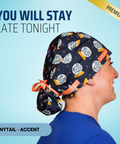 You Will Stay Late Tonight - Scrub Cap - rae & grace - Ponytail - Accent Top