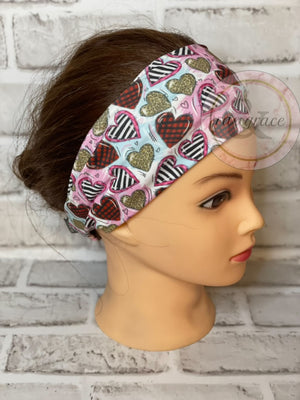 Patterned Hearts Headband