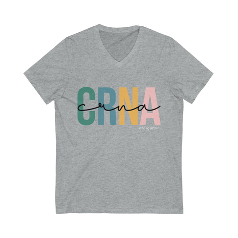 Colorful CRNA V-Neck T-Shirt