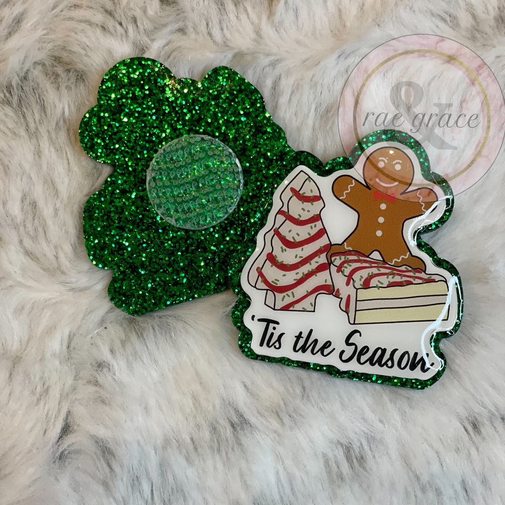 Tis The Season Christmas Tree Cake Badge Reel